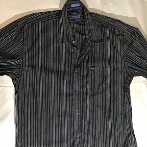 Faconnable Black and white Pin Stripe button up long sleeve shirt XXL